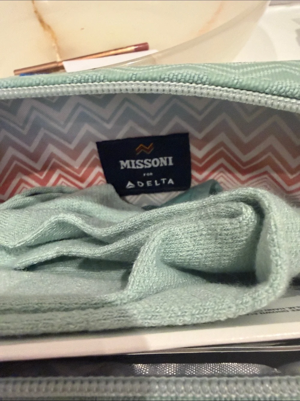Missoni Quilted Zigzag Cosmetic Case in Mint Green